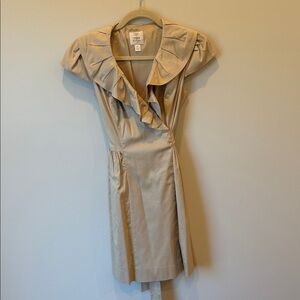 Suzi Chin Tan Ruffle Mini Dress